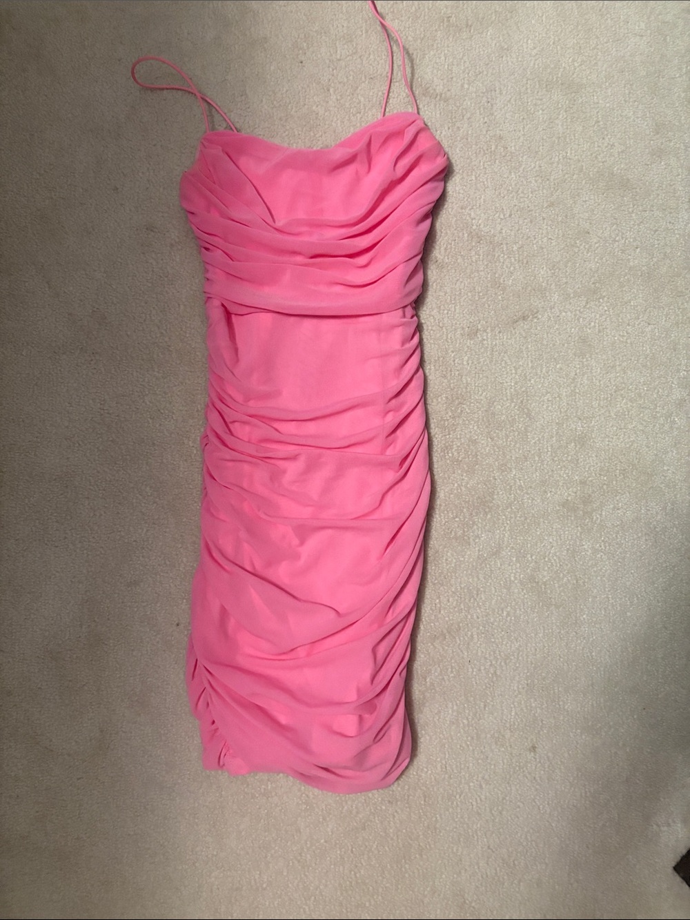 Hello Molly Bubblegum Pink Ruched Spaghetti-Strap Mini Dress